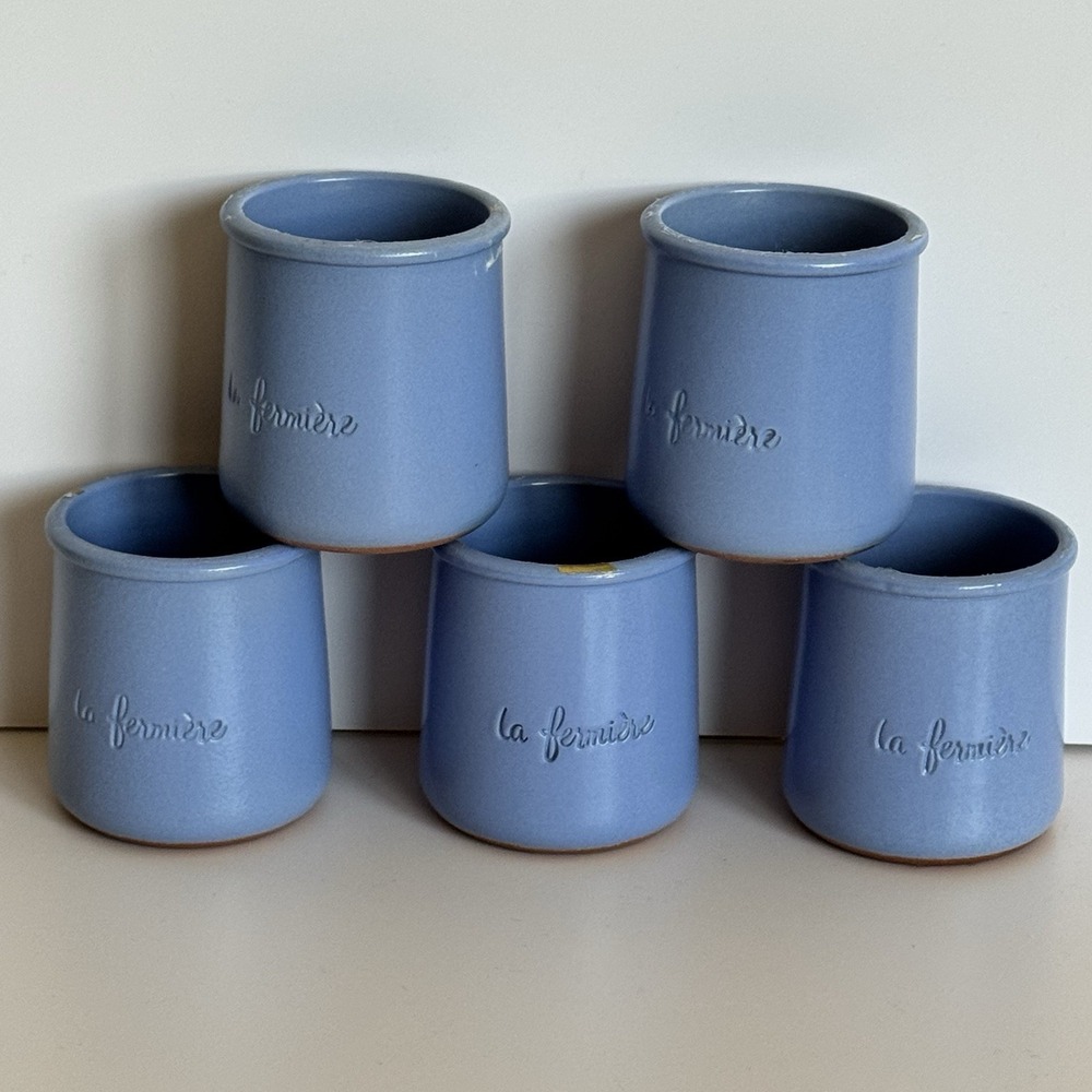 La‎ Fermière Periwinkle Stoneware Yogurt Pots Ramekins Set of 5 France